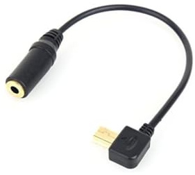 ExcLent Câble adaptateur mini USB vers audio 3,5 mm pour GoPro Hero 3 | Connecteur à angle droit, contacts plaqués or, entrée microphone, utilisation de caméra d'action, design compact