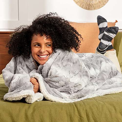 mello – Plaid Polaire 150x200, Plaid Fourrure Réversible et Confortable, Couverture Polaire Haute Qualité, Couverture Chaude Canapé, Couvre Lit, Argent