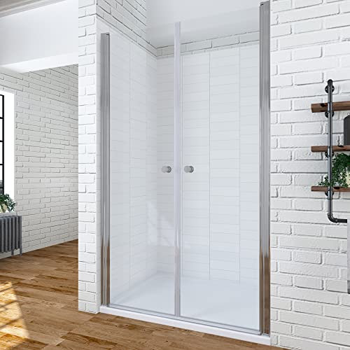 Duschtür Glas 80 cm Pendeltür Dusche Nischentür Schwingtür Duschabtrennung Verstellbar von 78-81 cm Glasscheibe Höhe 195 cm aus 6 mm Sicherheits-GLAS Klarglas Nano Beschichtung