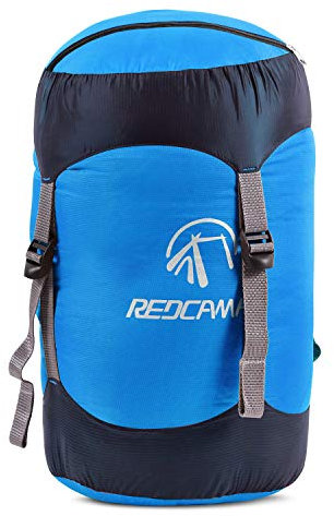 REDCAMP 15L Nylon Compression Stuff Sack for Sleeping Bag, Lightweight Compact Compression Bag for Camping Outdoor Hiking Backpacking Travelling, Blue Medium