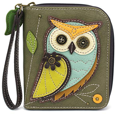 CHALA Zip-Around-Brieftasche - Owl-A-Olive