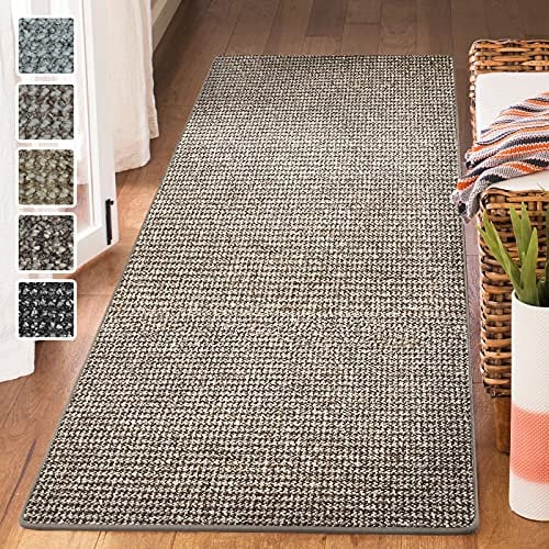 casa pura Carpet Runner for Hallway - Kitchen Rug | Flat Weave Rug | Carlton | Area Rug for Living Room, Bedroom and Corridor | Matching Stair Treads | Grey/Beige (66x350 cm)