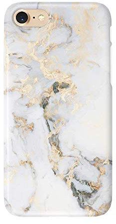 Obbii Schutzhülle für iPhone SE 3 (2022) 8/7/6/6S/SE 2. Generation 4,7 Zoll (11,9 cm) Weiß Golden Marble Stoßfest Slim TPU Soft Silikon Durable Cover Case Kompatibel mit iPhone 8/7/6/6S/SE 2