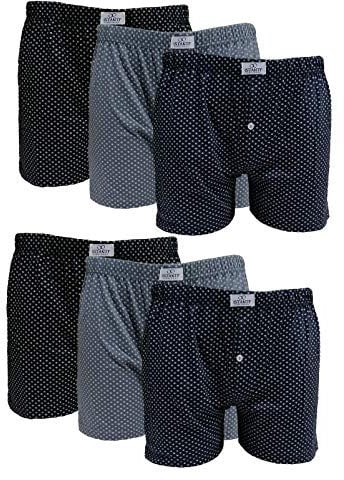 Fontana Calze & Intimo 6 Pezzi di Boxer Uomo in Cotone 100% con Apertura e Bottone (6 (50-52))