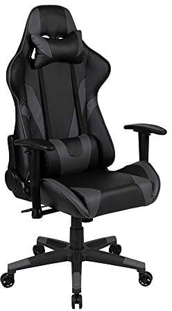 Flash Furniture X20 Gaming Chair Racing Office Ergonomic Computer PC Adjustable Swivel Chair with Fully Reclining Back in Gray LeatherSoft