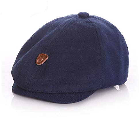 Anshili Bébé Chapeau Plate Garçon Visière Casquette Enfants Béret Newsboy Hat(Bleu)