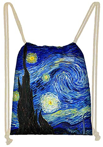HUIACONG Leichter Kordelzugbeutel für Kinder und Erwachsene., Van Gogh Sternenhimmel, M
