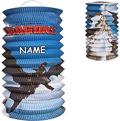alles-meine.de GmbH Laterne/Lampion - Dragons - Drachenzähmen leicht gemacht - inkl. Name - für Kinder - Umzug - Papierlaterne - Laternen/Papier Lampe Lampions - Figur - für ..