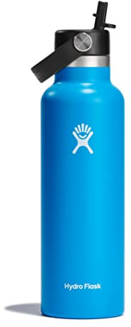 HYDRO FLASK - Water Bottle 621 ml (21 oz) - Vacuum Insulated Stainless Steel Water Bottle with Flex Straw Cap - BPA-Free - Standard Mouth - Pacific