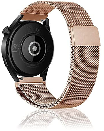 Niboow 22mm Bracelet pour Huawei Watch GT 5 Pro 46mm/GT 5 46mm/GT 4 46mm/GT 3 Pro 46mm/GT 3 46 mm/GT Runner/GT 2 46 mm/Watch 4 Pro, Métal Bracelet pour Huawei Watch Buds/Watch 3 Pro - Or Rose