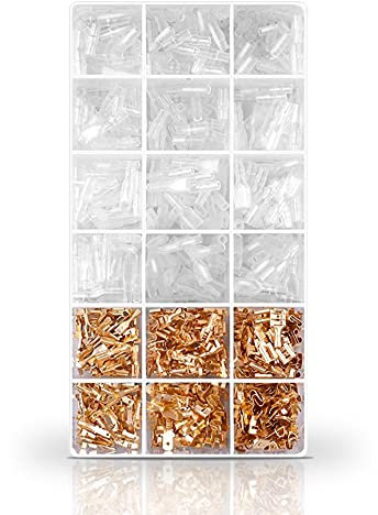 Faston-Crimpzange, Zange zum Crimpen von Faston-Elektroklemmen, Crimpzange zum Crimpen Kabelschuhen, Zange mit 300 Flachhülsen Stecker mit 0,5-1,5 mm² (300 Stecker)