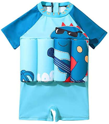 B�b� Gar�ons Petite Filles Flotteur Maillot de Bain Une pi�ce Flottant Flottabilit� r�glable Piscine Formation Costume V�Tements de Plage d'�t� Bleu - Guitare 18-24 Mois