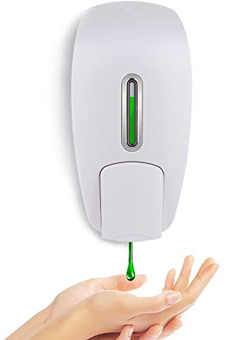 GreeSuit Seifenspender zur Wandmontage, Wand-Spender für Flüssigseife, Wandseifenspender für Reinigungsmittel, Bad Dispenser für Duschgel, Shampoo, Seife (1000 ml weiß)
