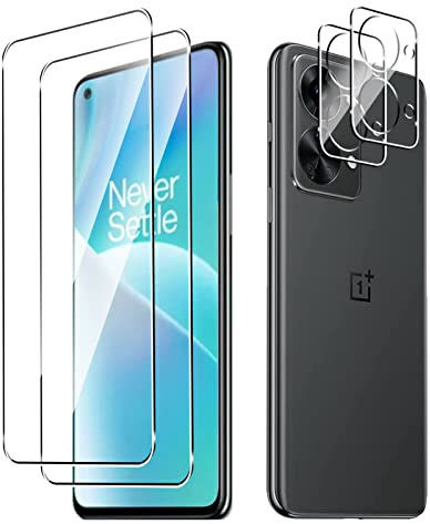 Yenwen Verre Trempé pour OnePlus Nord 2T 5G, 2 Pièces Film Protection écran et 2 Pièces Caméra Arrière Protecteur, Anti Rayures - Dureté 9H Glass - Sans Bulles