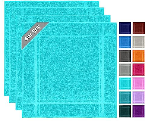 Lashuma Küchenhandtuch Frottee Set, London 4er Geschirrhandtücher Set 50x50 cm Türkis
