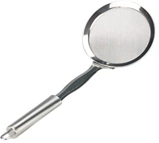 Strainer Stainless Steel Mesh Fine Mesh Wire Sieve Jara Colander Sifter Oil Skimmer Deep Fry Strainer Ladle Kitchen Frying Food Vegetable Pasta Spaghetti Noodle Strainer (12cm)