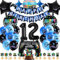 Videospiel Geburtstagsdeko 12 Jahre, Geburtstag 12. Junge Spiel,Gamer Party geburtstag Deko Set, XXL Gaming Controller Folienballons Set mit Banner Cake Topper，für Junge Geburtstag Spielthemen Party