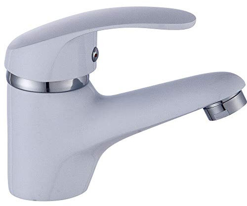 Rubinetto da bagno, miscelatore monocomando per lavabo da bagno, colore: bianco