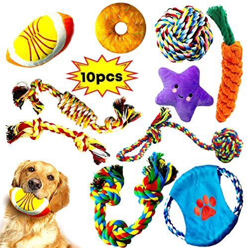 Decyam Dog Toys Rope Puppy Teething Chew Toy for Small Dogs, Interactive Tug of War Dog Rope Toy for Boredom, Dental Health and Relieve Stress (10 pack)