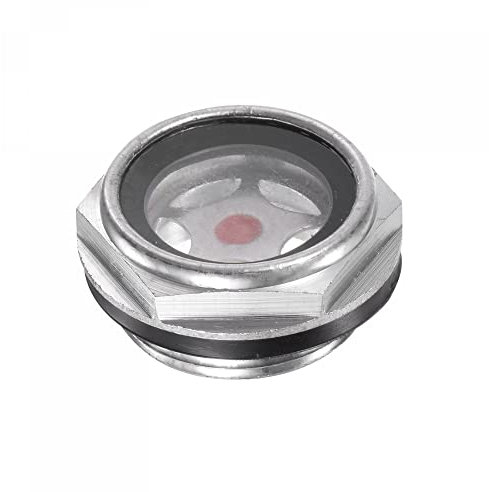 sourcing map Air Compresseur Huile Niveau Jauge Vision Verre M26x1,5mm Mâle Fileté Aluminium Organique Verre Liquide Indicateur Vision Fenêtre