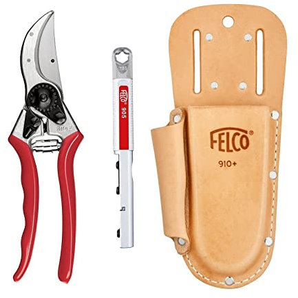 Felco Model 2 secateurs with F905 sharpener tool and Felco Leather plus holster