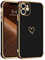 GUAGUA Handyhülle für iPhone 12 Mini Hülle Cute Herz Muster Galvanisierte Kameraschutz Stoßfeste Silikonhülle Weich TPU Silikon Schutzhülle Dünn Hülle Silikon case für iPhone 12 Mini, Schwarz
