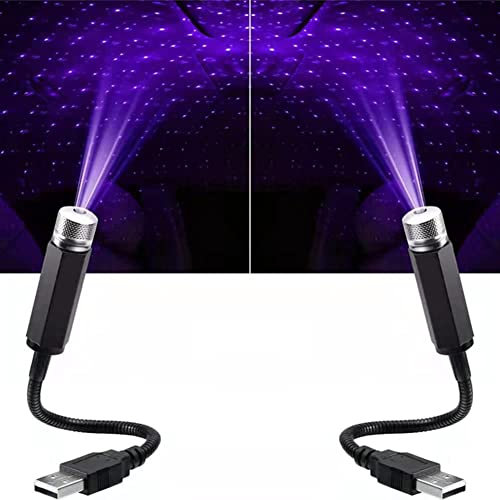 2PCS Mini LED Projection Lamp Star Night, USB Plug in Night Lights Stars Lamps, Durable Mini Star Projection Light LED Night Light for Car and Home Ceiling Romantic USB Night Light (Blue)