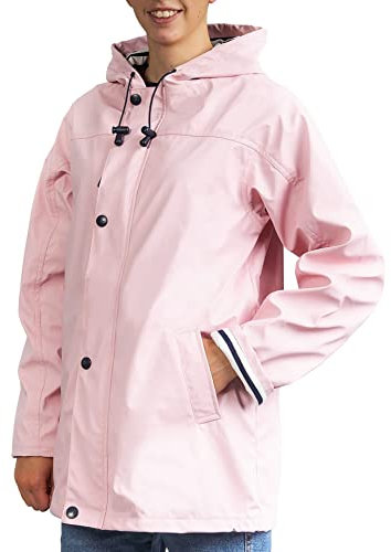 Breizh Ocean - Ciré Armor femme, manteau imperméable mixte, doublure à rayures de style marinière - du XS au 4XL (Rose clair).