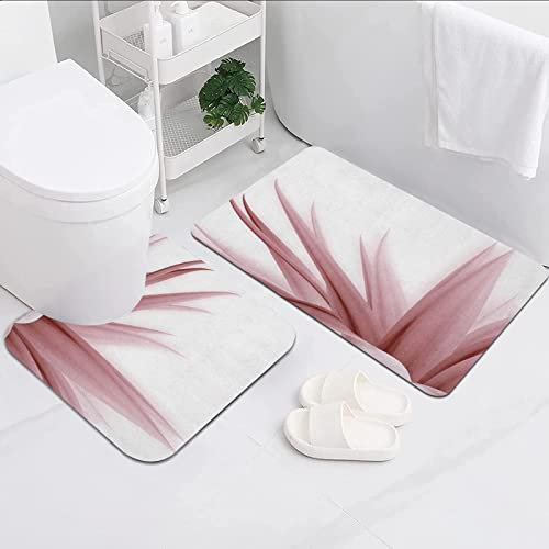 FALOME 2-teilige rutschfeste Badematte,Blume Ombre Farbwechsel Stil Blätter Wasserfarbener Druck Beruhigende Details Bild Blassrosa, Badezimmerteppich-Set, Duschmatte