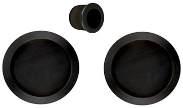 AZERODESIGN- Kit Puerta Corredera- Tirador Puerta Corredera-Tirador Uñero para Puerta Correderas-Rosetas Redondas y Dedal Central-Medidas 56mm y dedal 29mm (NEGRO)