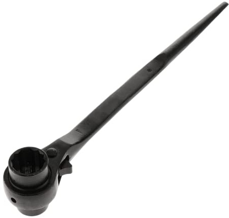 SDTOOLS 10-55mm Ratchet Podger Spanner Scaffold Steel Metal 2 Way Wrench Tool Black Double Sided (17mm x 19mm)