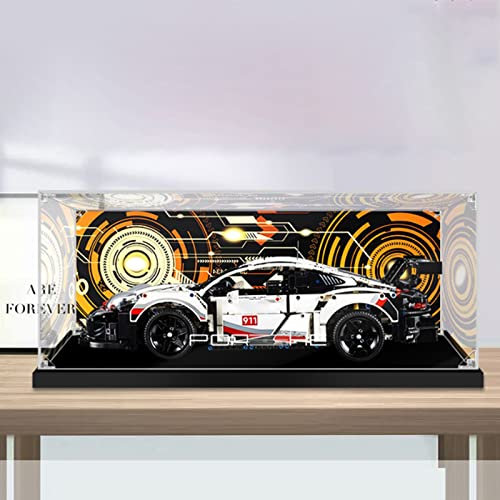 Acryl-Vitrine für Lego 42096, staubdichte, transparente Vitrine für (Porsche 911 RSR) (nicht im Lieferumfang enthalten)(Inkjet)