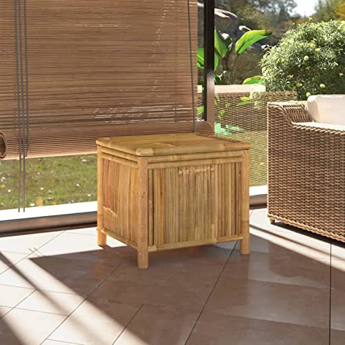Homgoday Gartentruhe Auflagenbox Kissenbox Aufbewahrungsbox Gartenbox Holz Truhe mit Deckel und Viel Stauraum Kissentruhe für Garten Balkon Terrasse 60x52x55 cm Bambus