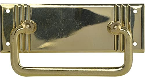 Schorgöhfer & Frehe Möbelgriff Landhausstil LA 59mm - Klappgriff groß - Schrankgriff liegend Breite 96mm, Höhe 33mm, Messing poliert
