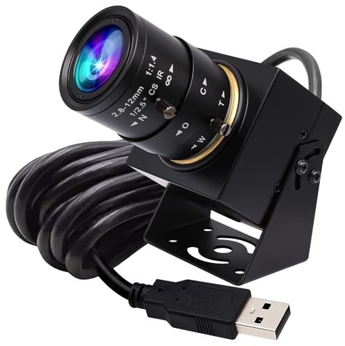 G 4K USB Camera with Microphone Manual Zoom Webcam 5-50mm Variable Focus PC Camera for Computer Mini UVC USB2.0 Web Camera IMX317 Varifocal Audio Video USB with Camera 8mp Vari-focus Close-up Camera