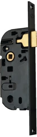 Serrure à larder bec de cane axe 40mm finition noir bout carré têtière 20 mm droite