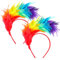 JOFONY 2Pcs Bunt Feder Stirnbänder,Fascinator mit Feder,Regenbogen Feder Karneval Haarreif,Federkopfschmuck für Hochzeit Halloween Weihnachten Party