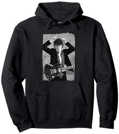 AC/DC Rock Music Band Angus Young Distressed Photo Pullover Hoodie