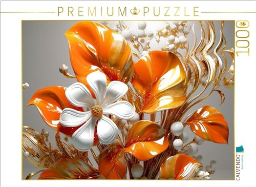CALVENDO Puzzle Bouquet aus Blättern und Blüten wie aus Porzellan | 1000 Teile Lege-Größe 64 x 48 cm Foto-Puzzle für glückliche Stunden