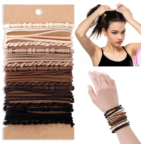 20 Stück Armband-Haargummis Für Frauen, Boho-Bänder, Geflochtene Nylon-Haargummis, Pferdeschwanzhalter, Elastische Haargummis, Kein Schaden Für Dickes, Dünnes, Langes, Lockiges Haar