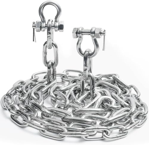 hannger 6 mm or 8 mm Anchor Chain for Boats, Marine Grade Boat Anchor Chain | Heavy-Duty 316 Stainless Steel Anchor Chain with 2 pcs Anti-Off Double Shackle for Pontoon, Deck, Sail, and Various Anchors