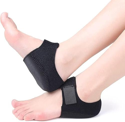 YouthBelief Protector de talón de silicona ortopédica para zapatos para fascitis plantar, almohadilla de talón, plantillas de gel para espolón calcáneo, calcetines especiales (EU 35-40, negro (02))