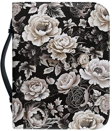 Kuiaobaty Zeichnung Pfingstrose Blumen Buchhülle für Frauen Tragbare Notebook Hülle Schutz Organizer Floral Book Case Kunstleder