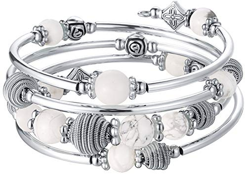 FULU AUTUMN Bracciale in Argento Multistrato da Donna Bracciale Avvolgente Boho Gioielli da Polso per Donna Regalo di Compleanno San Valentino
