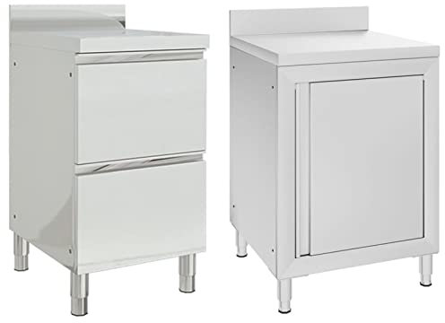 Rantry Kommerzielle Küchenschränke 2 Stück aus Edelstahl, Schrank, Ablagen für Innenschrank, Außenschrank, Outdoor-Möbel, Besenschrank A