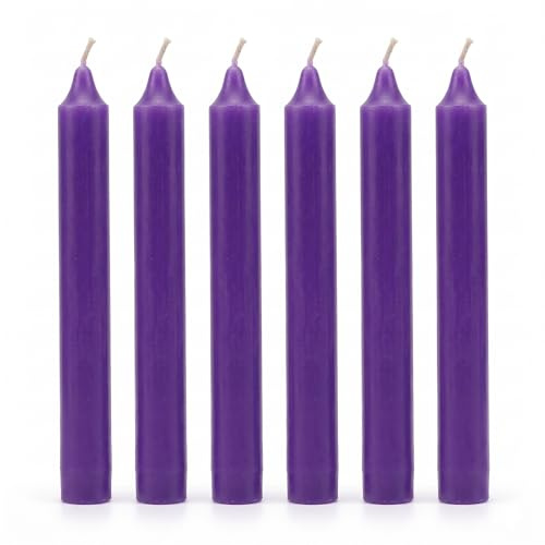 Venuscello® 25 x Tapered Dinner Candles Purple Paraffin Wax Unscented Long Burning Candle for Dining Tables Weddings Parties Events Restaurants & Home Decor