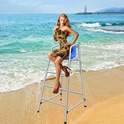 Rettungsschwimmerstuhl für Schwimmbad Abnehmbare Sea Poolside Lifeguard Chair Außen, Barhocker Deck Chairs für See Strand Garten Pavillon 120 150 180cm hoch, Tragbar Schiedsrichter Coach Lookout Leite