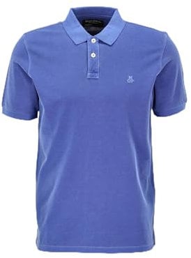 Marc O'Polo Herren Kurzarm-Poloshirt aus Bio-Baumwolle Regular Fit, Blau (Venom Blue), XL