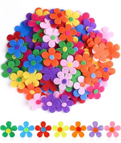 TPZORJX 100 Stück Filz Blumen - Bunte Filz-Blumen,Stoff Blümchen Deko Blumen für Kinder ideal,zum Basteln und Kunst, Blumen Filz deko für DIY Handwerk(Zufällige Farbe)