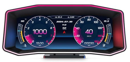 AMROOLOO Car Heads Up Display, Car HUD P4, OBD+GPS Intelligent Instrument, Car Speedometer, Car Speed Limit Heads Up Display, Applicable to Vehicles Produced After 2008